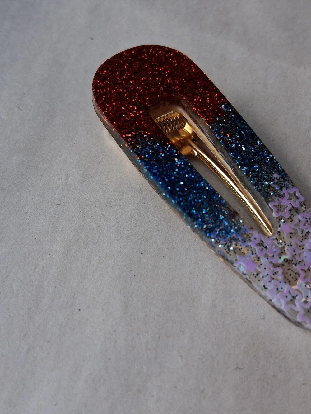5/$25 Hand Crafted Red, Blue, White Glitter Star Hair Clip